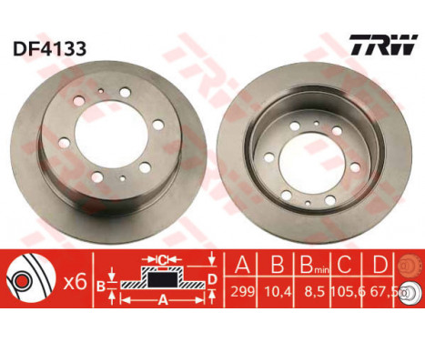 Bromsskiva DF4133 TRW