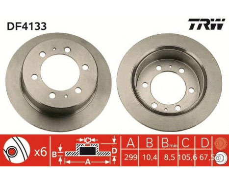 Bromsskiva DF4133 TRW, bild 2