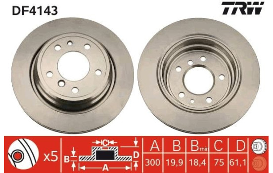 Bromsskiva DF4143 TRW, bild 2