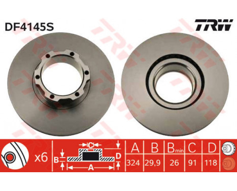 Bromsskiva DF4145S TRW