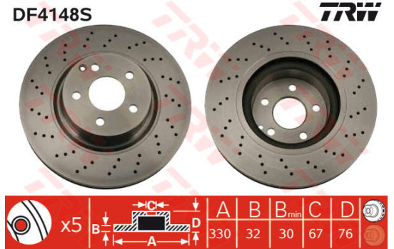 Bromsskiva DF4148S TRW