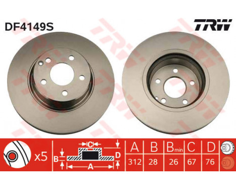 Bromsskiva DF4149S TRW