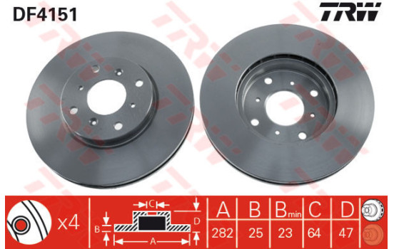Bromsskiva DF4151 TRW