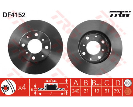 Bromsskiva DF4152 TRW