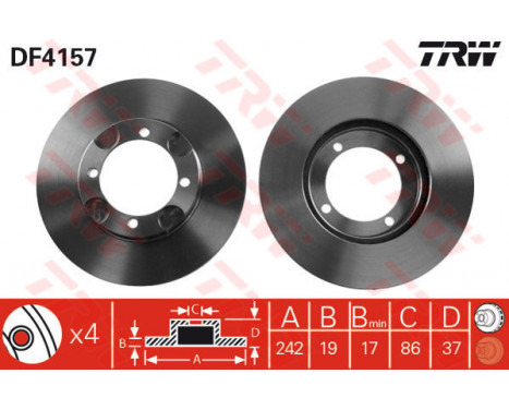 Bromsskiva DF4157 TRW