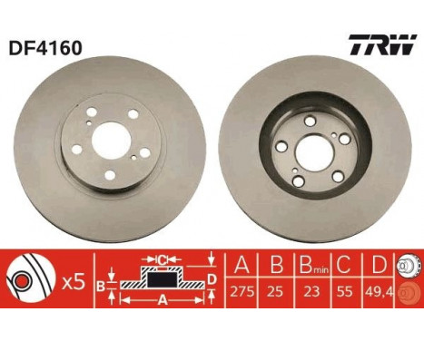 Bromsskiva DF4160 TRW