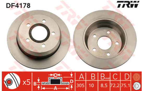 Bromsskiva DF4178 TRW