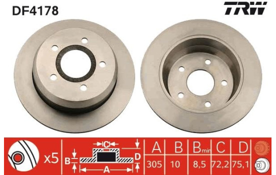 Bromsskiva DF4178 TRW, bild 2