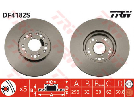 Bromsskiva DF4182S TRW