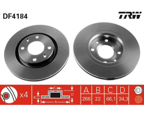 Bromsskiva DF4184 TRW, bild 3