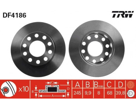 Bromsskiva DF4186 TRW, bild 2