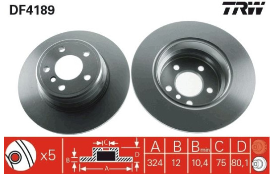 Bromsskiva DF4189 TRW