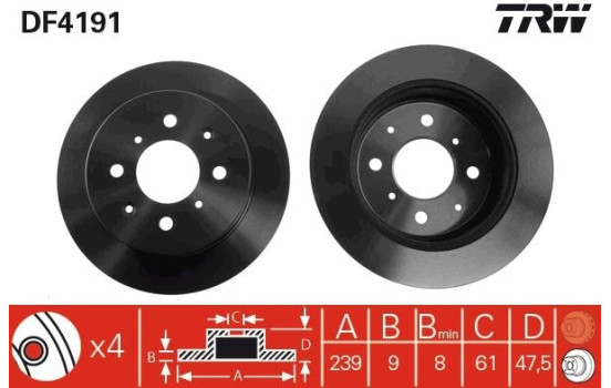 Bromsskiva DF4191 TRW, bild 2