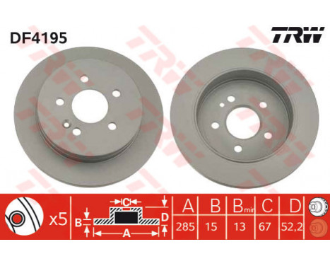 Bromsskiva DF4195 TRW