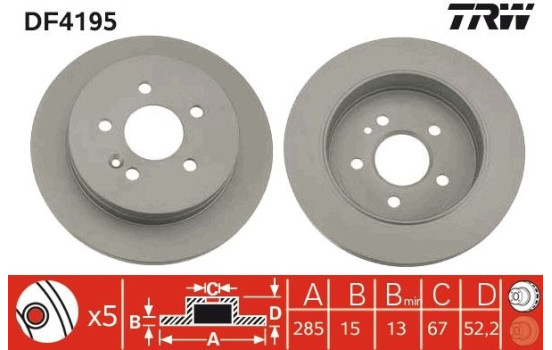 Bromsskiva DF4195 TRW, bild 2