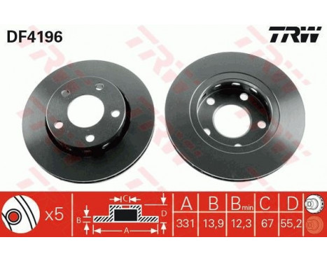 Bromsskiva DF4196 TRW, bild 2