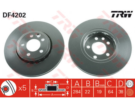 Bromsskiva DF4202 TRW