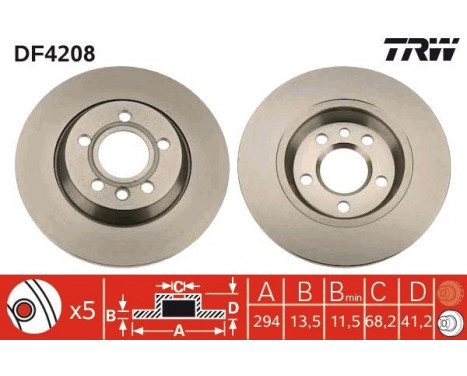 Bromsskiva DF4208 TRW, bild 2