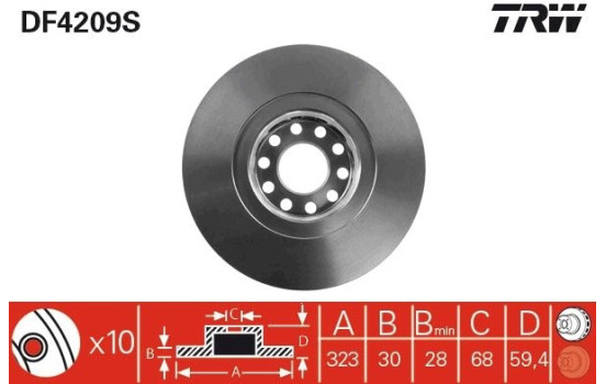 Bromsskiva DF4209S TRW