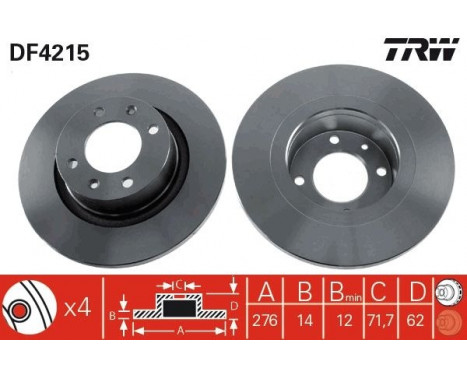 Bromsskiva DF4215 TRW, bild 2