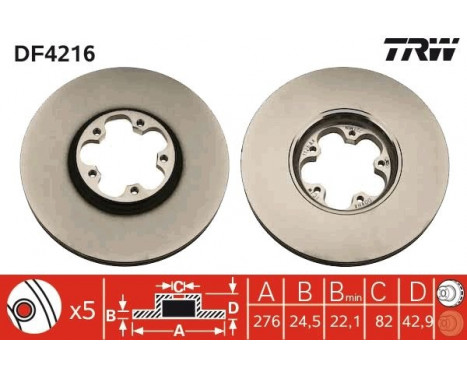 Bromsskiva DF4216 TRW, bild 2