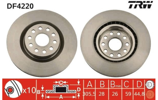 Bromsskiva DF4220 TRW