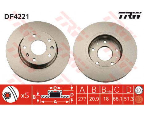 Bromsskiva DF4221 TRW