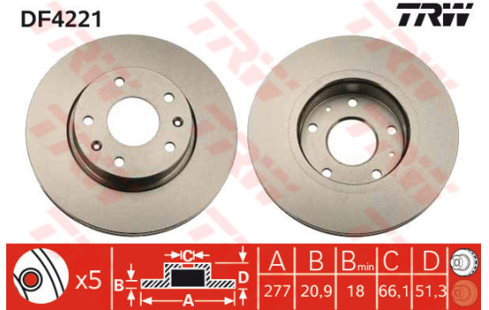 Bromsskiva DF4221 TRW