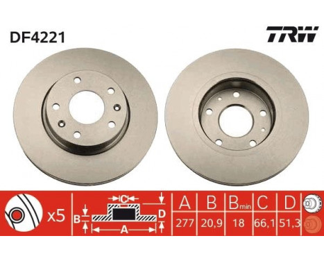 Bromsskiva DF4221 TRW, bild 2