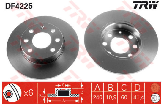 Bromsskiva DF4225 TRW
