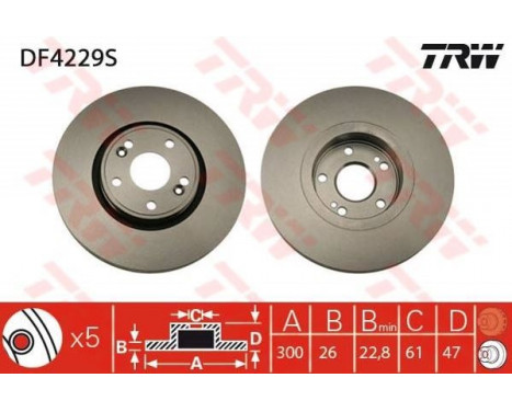 Bromsskiva DF4229S TRW