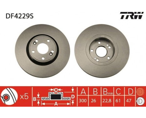 Bromsskiva DF4229S TRW, bild 2