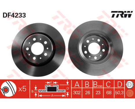 Bromsskiva DF4233 TRW