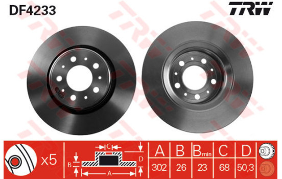 Bromsskiva DF4233 TRW