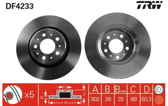 Bromsskiva DF4233 TRW, bild 2