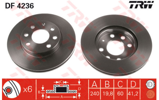 Bromsskiva DF4236 TRW