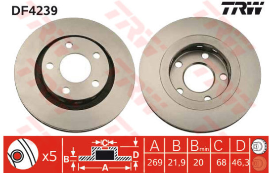 Bromsskiva DF4239 TRW