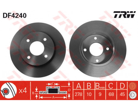 Bromsskiva DF4240 TRW