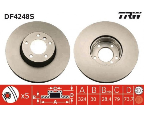 Bromsskiva DF4248S TRW, bild 2