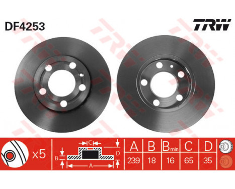 Bromsskiva DF4253 TRW