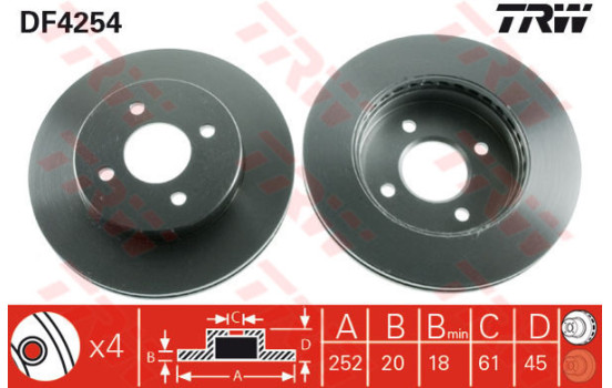 Bromsskiva DF4254 TRW