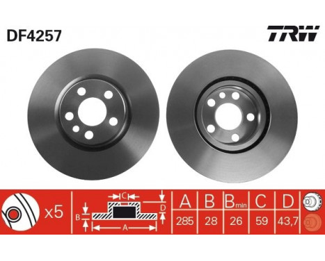 Bromsskiva DF4257 TRW, bild 2