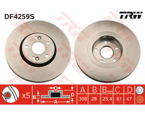 Bromsskiva DF4259S TRW