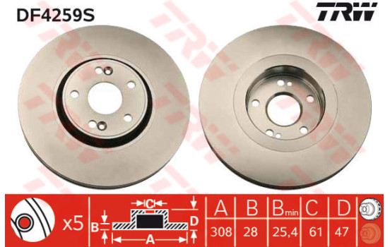 Bromsskiva DF4259S TRW