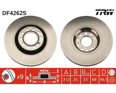 Bromsskiva DF4262S TRW, bild 2