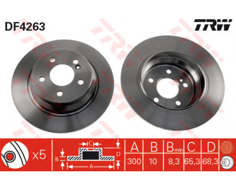 Bromsskiva DF4263 TRW
