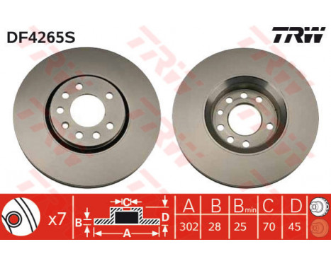 Bromsskiva DF4265S TRW