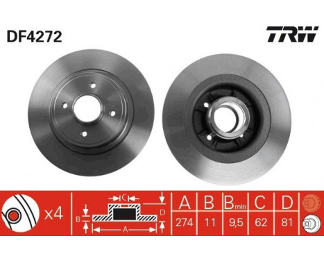 Bromsskiva DF4272 TRW, bild 2