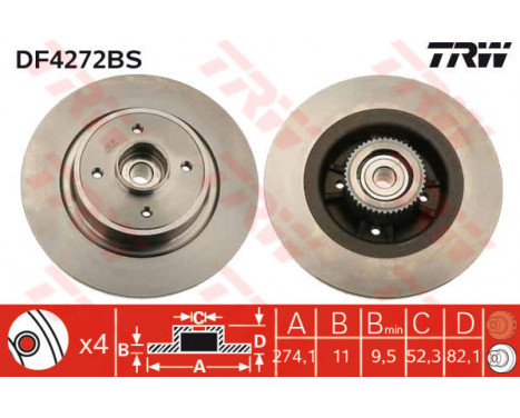 Bromsskiva DF4272BS TRW