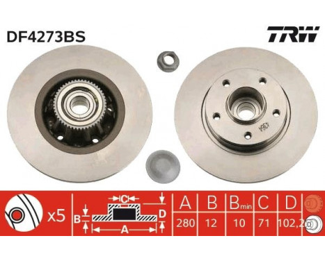 Bromsskiva DF4273BS TRW, bild 2